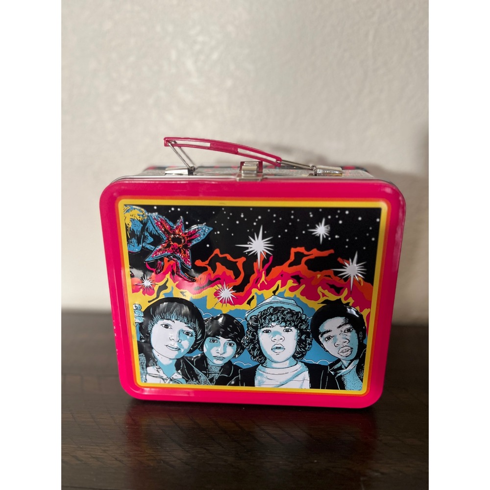 Stranger Things Metal Lunch Box Embossed Tin Neon Pink Demogorgon Netflix Series